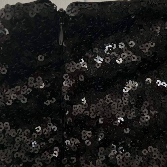 Hutch Strapless Black Sequined Jumpsuit With Bow Detail Size 8 - Picture 5 of 7